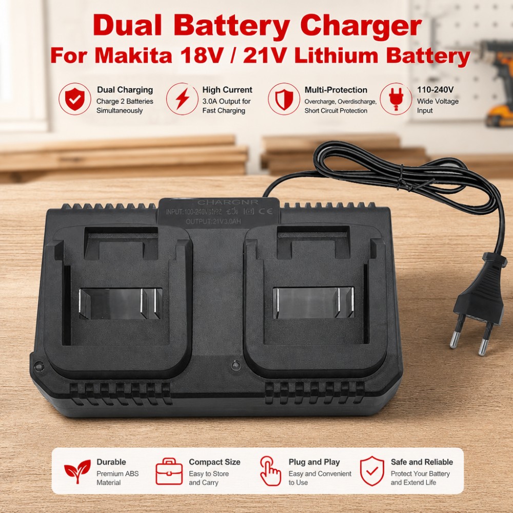 Brushless Cordless Electric Drill 18V - Dual Slot Charger 18V 21V Li-ion