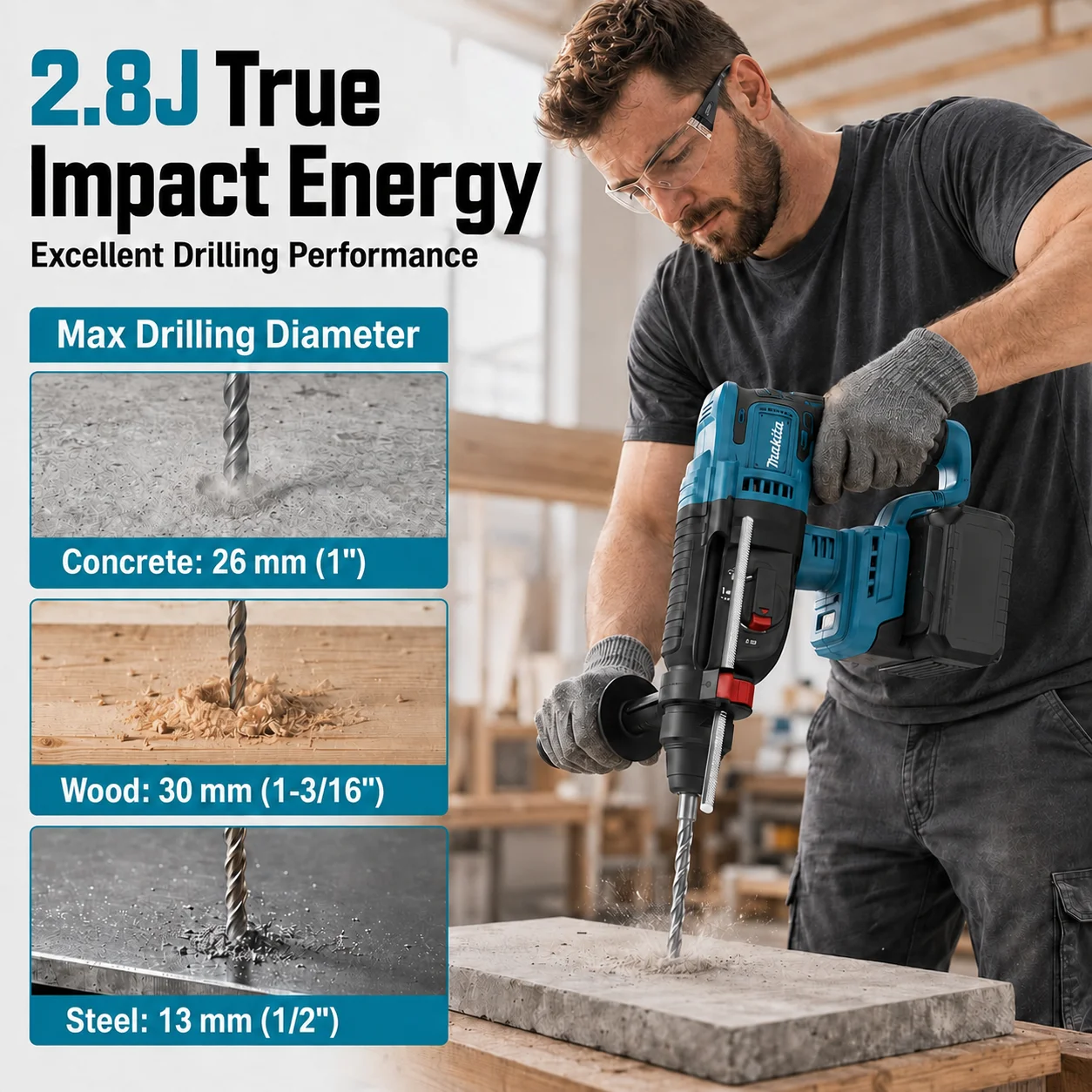 Brushless Cordless Electric Drill 18V - Makita DHR242 18V LXT® Li-ion Brushless