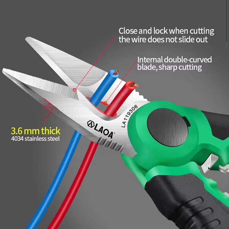 Automatic Wire Stripper Cutter - LAOA Electrician Scissors 6/7/8 Inch Wire