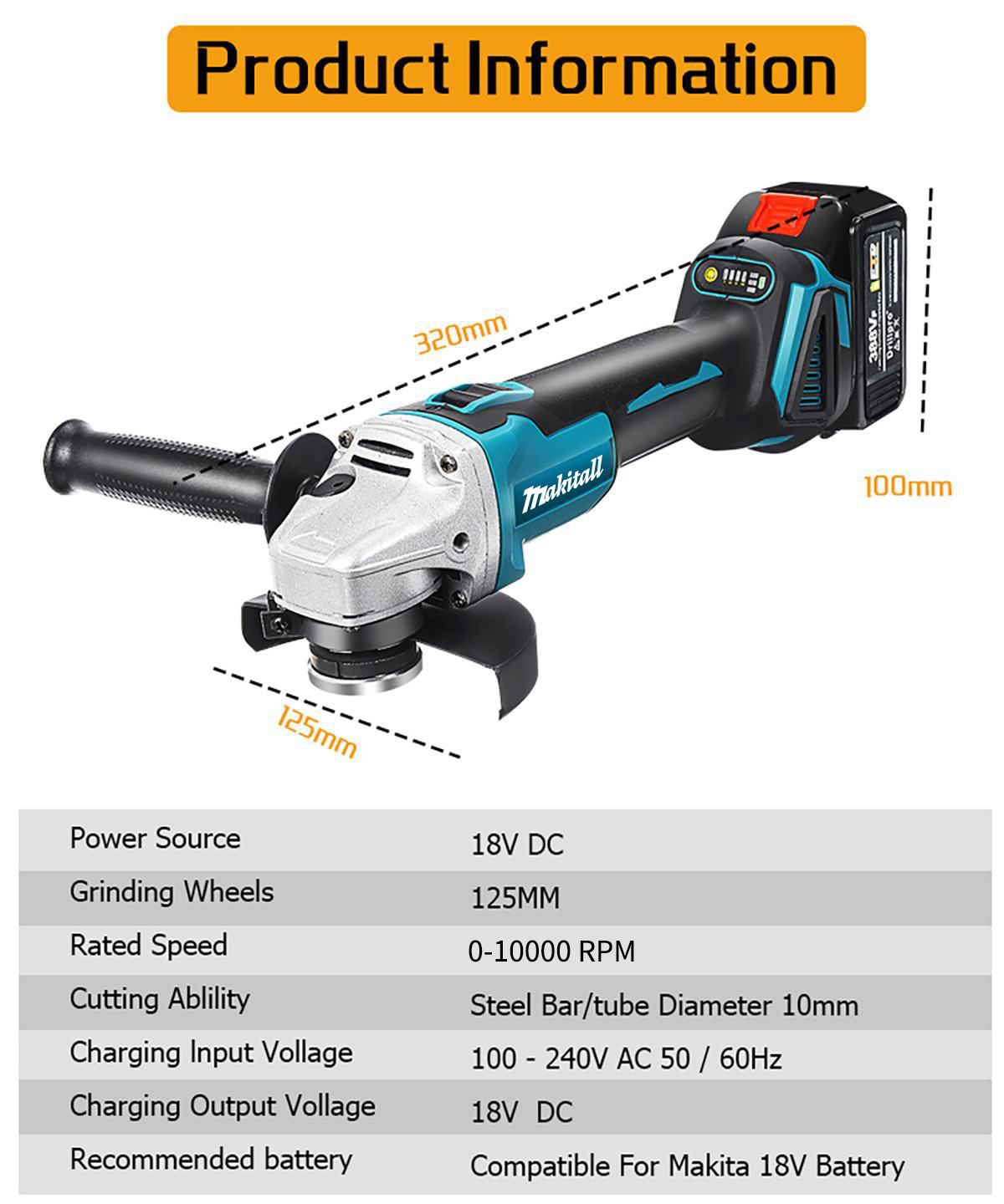 21V Brushless Angle Grinder Br - огляд і ціна Brushless Angle Grinder Battery Powered