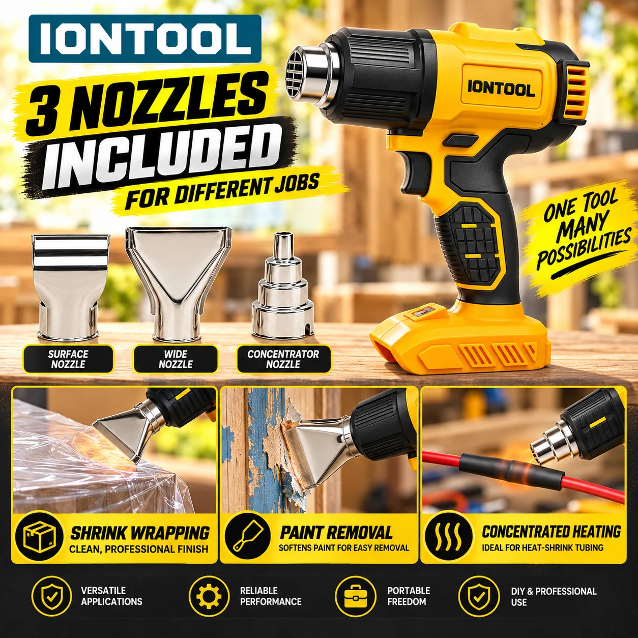 IONTOOL Yellow 550℃ Fast Heati - огляд і ціна Cordless Heat Gun For Shrink Tubing
